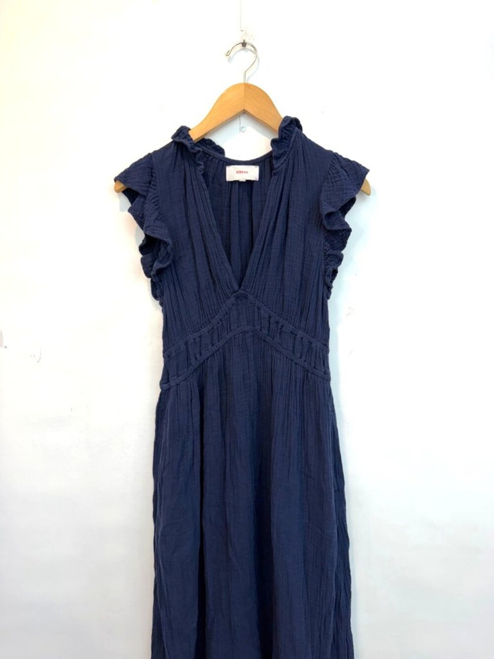 XIRENA Women's Cotton Gauze Posey Dress Size Small Navy Blue Star Sapphire Maxi